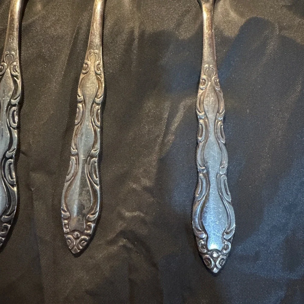 National Stainless Korea Tablespoons Set of 3 Vintage Scroll Pattern Silverware